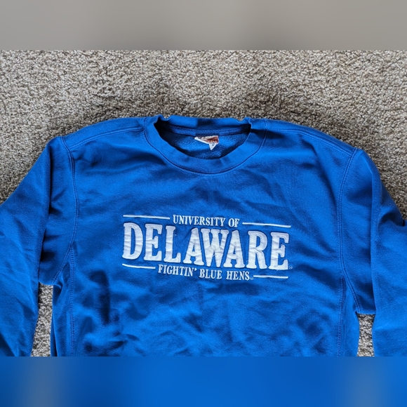 Vintage University of Delaware Crewneck Blue 90s College Pro Weave Sweatshirt M - Picture 6 of 11